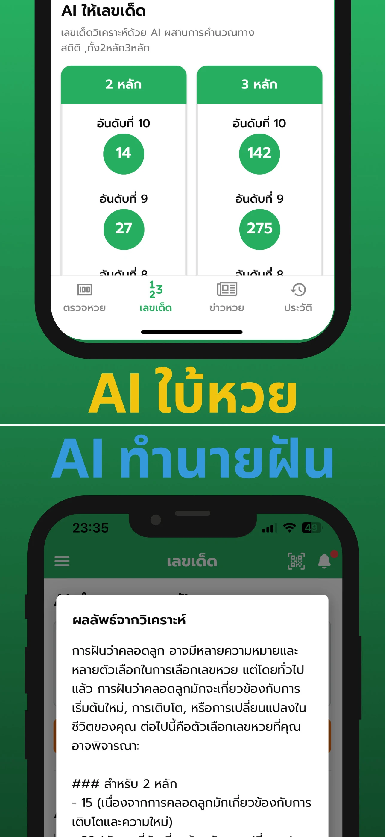 ใบตรวจหวย เรียงเบอร์ ดูง่าย สบายตา